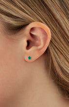 Load image into Gallery viewer, Emerald Gold Stud Earrings