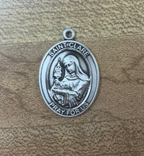 Load image into Gallery viewer, Saint Clare Of Assisi Silver Pendant With Chain Religious