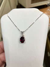 Load image into Gallery viewer, Rhodolite Garnet And Diamond White Gold Necklace