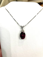Load image into Gallery viewer, Rhodolite Garnet And Diamond White Gold Necklace