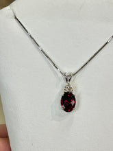 Load image into Gallery viewer, Rhodolite Garnet And Diamond White Gold Necklace