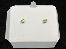 Load image into Gallery viewer, Natural Peridot Gold Stud Earrings