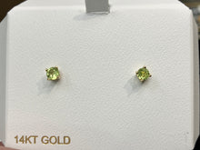 Load image into Gallery viewer, Natural Peridot Gold Stud Earrings
