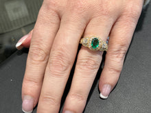 Charger l'image dans la galerie, Emerald And Diamond Gold Ring