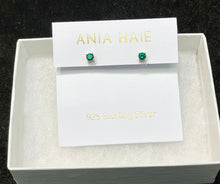 Load image into Gallery viewer, Gold Plated Green Stud Earrings