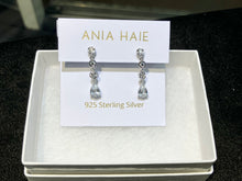 Load image into Gallery viewer, Silver Molten Cascade Bezel-Set Teardrop Stud Earrings