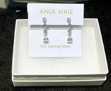 Load image into Gallery viewer, Silver Molten Cascade Bezel-Set Teardrop Stud Earrings