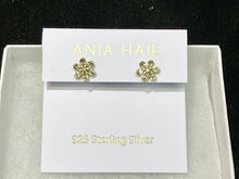 Load image into Gallery viewer, Gold Mint Green Floral Stud Earrings