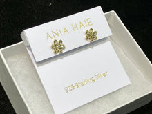 Load image into Gallery viewer, Gold Mint Green Floral Stud Earrings