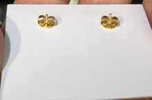 Load image into Gallery viewer, Gold Mint Green Floral Stud Earrings
