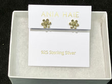Load image into Gallery viewer, Gold Mint Green Floral Stud Earrings