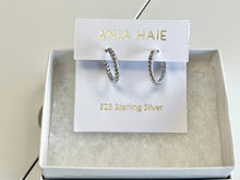 Load image into Gallery viewer, Silver Texture Medium Huggie Hoop Earrings