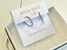 Load image into Gallery viewer, Silver Texture Medium Huggie Hoop Earrings