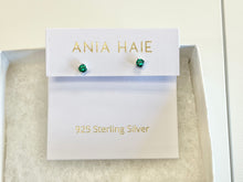 Load image into Gallery viewer, Silver Green Stud Earrings
