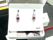 Load image into Gallery viewer, Silver Caged Garnet Dangle Earrings