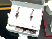 Load image into Gallery viewer, Silver Caged Garnet Dangle Earrings