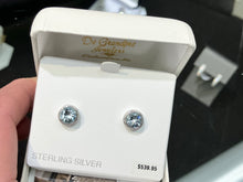 Load image into Gallery viewer, Silver Aquamarine Stud Earrings