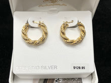 Load image into Gallery viewer, Silver Vermeil Rope Hoop Earrings