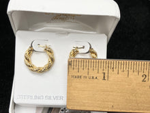 Load image into Gallery viewer, Silver Vermeil Rope Hoop Earrings