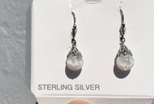 Load image into Gallery viewer, Silver Snow Globe Opal Dangle Earrings