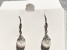 Load image into Gallery viewer, Silver Snow Globe Opal Dangle Earrings