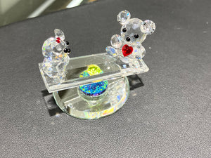 Seesaw Teddies Crystal Figurine