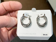 Load image into Gallery viewer, Silver Double Hoop Earrings