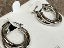 Load image into Gallery viewer, Silver Double Hoop Earrings