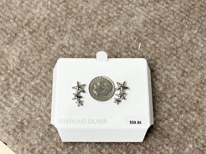 Triple Star Climber Silver Earrings