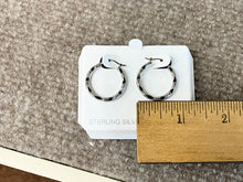 Load image into Gallery viewer, Silver Embossed Shell Hoop Earrings