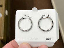 Load image into Gallery viewer, Silver Embossed Shell Hoop Earrings