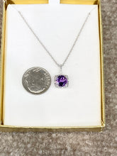 Load image into Gallery viewer, Amethyst And Diamond Silver Pendant