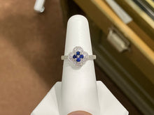 Load image into Gallery viewer, Sapphire And Diamond 10 K White Gold Ring