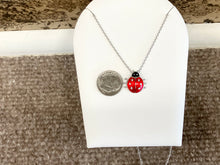 Load image into Gallery viewer, Silver Lady Bug With White Sapphire Adjustable Necklace