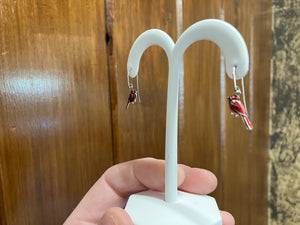 Silver Cardinal Dangle Earrings