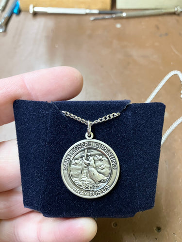 Saint Joseph of Cupertino Silver Pendant And Chain