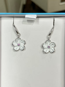 White Cherry Blossom Pink Sapphire Earrings