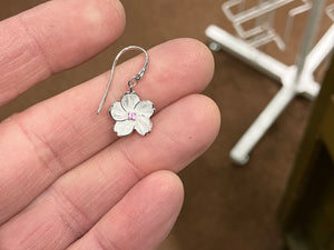 White Cherry Blossom Pink Sapphire Earrings