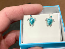 Load image into Gallery viewer, Turtle Silver Earrings Hard Fired Enamel