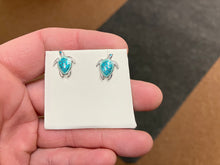 Load image into Gallery viewer, Turtle Silver Earrings Hard Fired Enamel