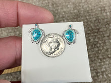 Load image into Gallery viewer, Turtle Silver Earrings Hard Fired Enamel