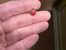 Load image into Gallery viewer, Lady Bug Silver White Sapphire Earrings