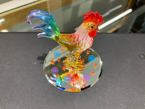 Rooster Glass Figurine