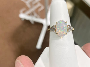 Ethiopian Opal And Diamond Gold Ring