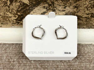 Sterling Silver Heart Shaped Hoop Earrings