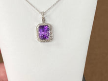 Load image into Gallery viewer, Amethyst And Diamond White Gold Necklace