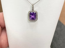Load image into Gallery viewer, Amethyst And Diamond White Gold Necklace