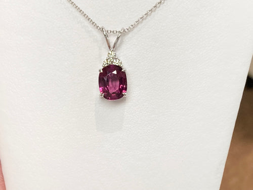 Pink Tourmaline And Diamond Pendant With Chain