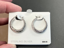 Load image into Gallery viewer, Swirled Shell Silver Hoop Earrings