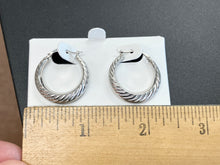 Load image into Gallery viewer, Swirled Shell Silver Hoop Earrings